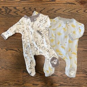 Burt’s Bees Zip-up Footie Sleepers (set of 2) 0-3m